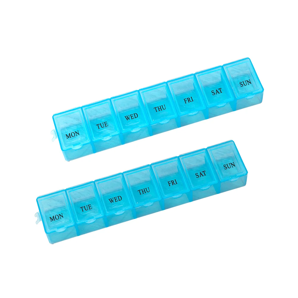 2 Pcs Senior Medication Holder Organizer Daily Pill Box Safe Storage Weekly Dispenser 7 Day Hygienic Container