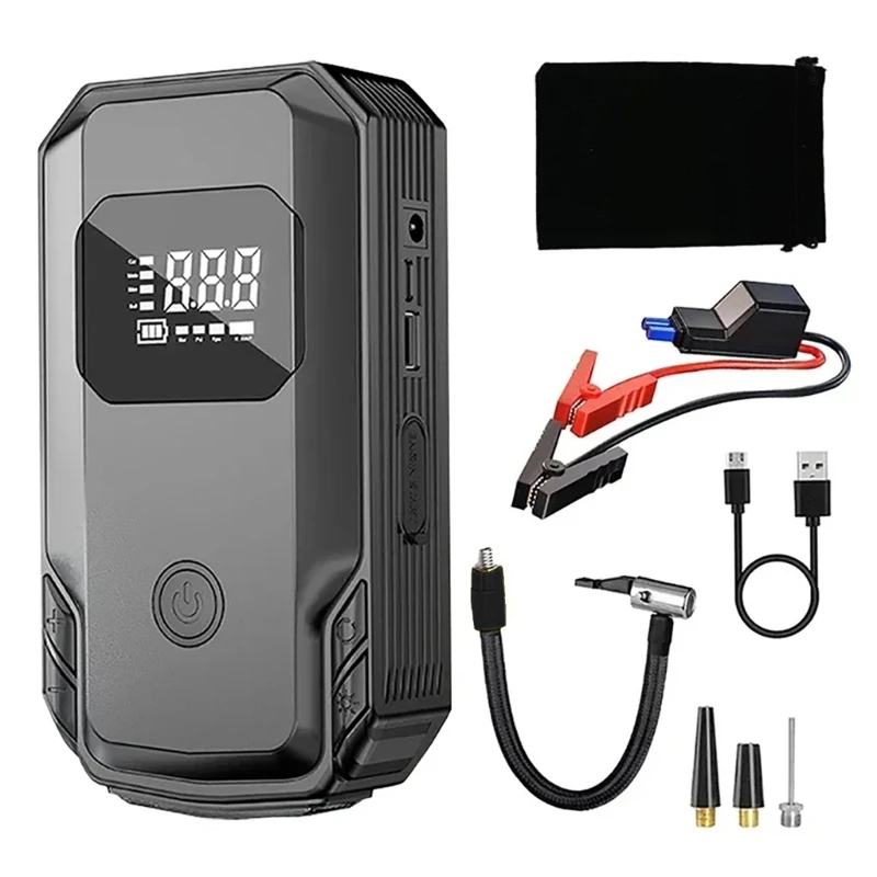 Wireless Charging Car Power Source with Tire Inflator Car Tire Jump Starter