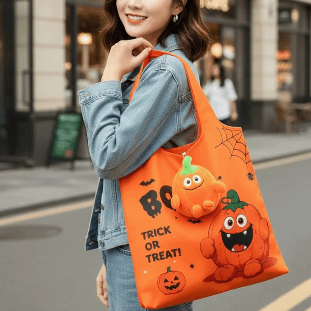 Einfarbige Halloween-Einkaufstasche, Mini-Reißfeste Cartoon-Taschenhandtasche, Ultraleicht und Platzsparend – Detail 8