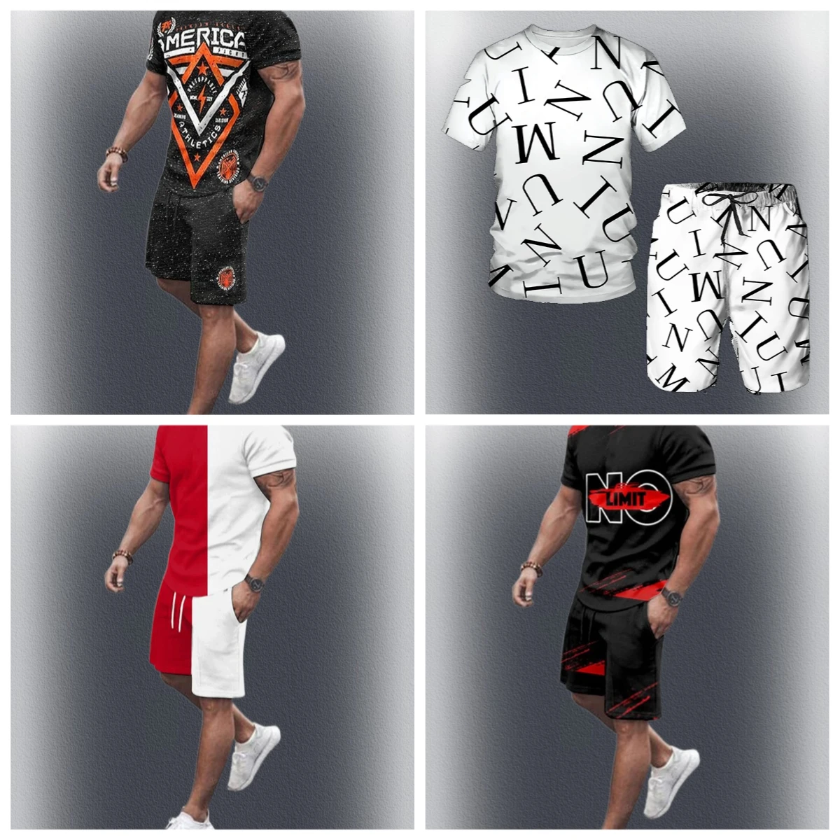 

25 Summer Hot Selling Men's Shorts Short Sleeved Set with 3D Printing, Quick Drying, Breathable, Fashionable and Comfortable Set