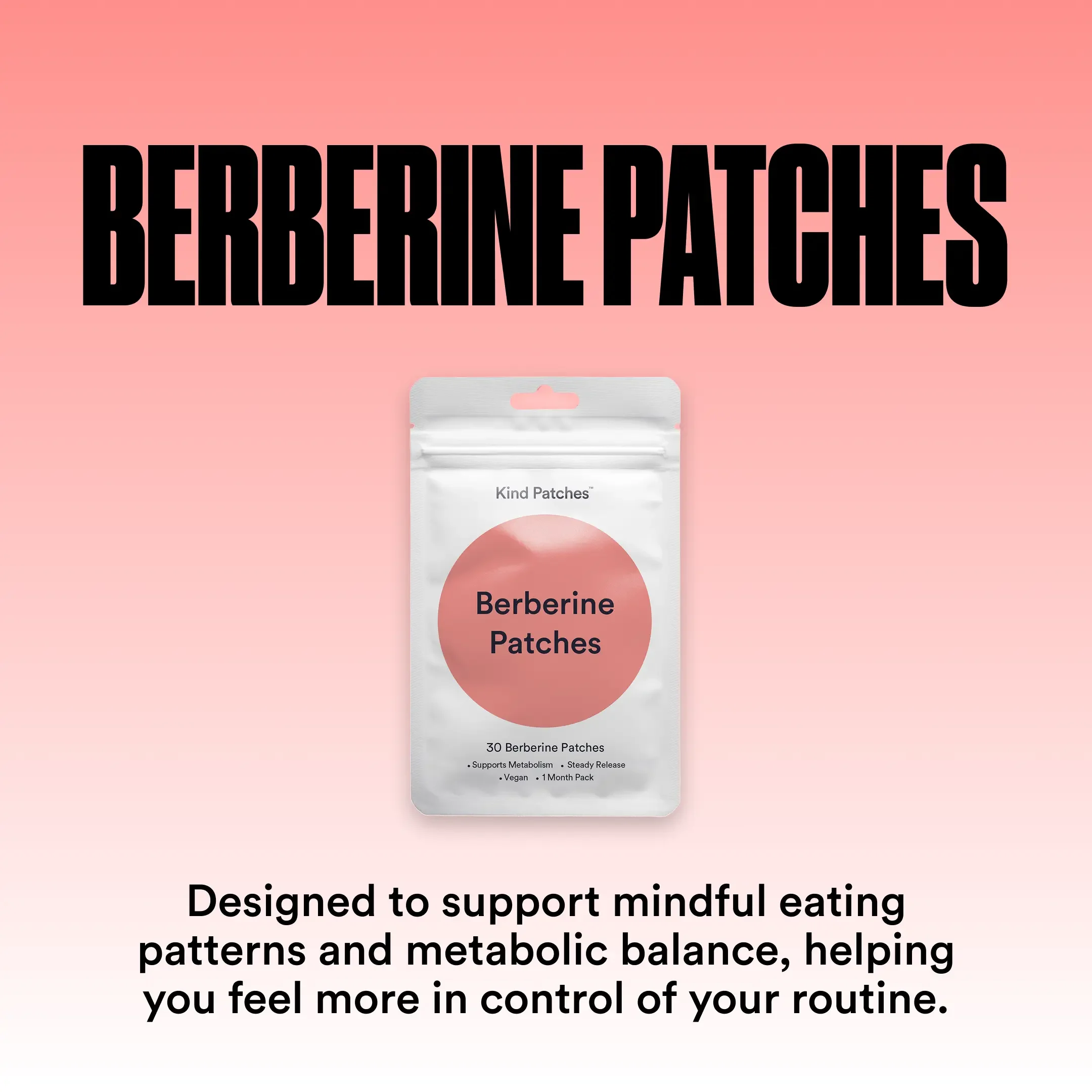 

Kind Patches: 30 Berberine Patches, Steady Release, Vegan, 1 Month Pack
