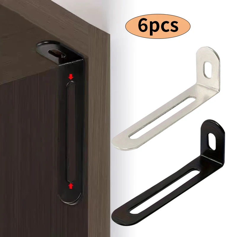 6pcs L-Shaped Corner Bracket Adjustable, Long Hole Corner Code, Fixed Furniture, Suitable for Cabinets, Bedside Tables