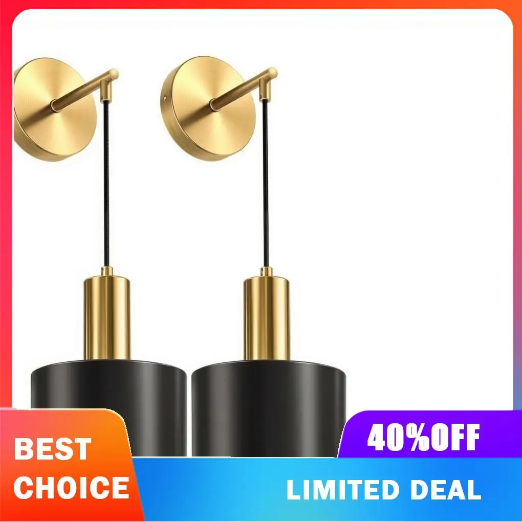 Elegant Gold Sconces Set Offers Battery Operated Wall Lighting Features With Replaceable E26 Bulbs