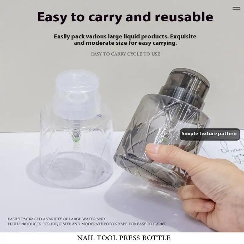 【B】Refillable Lockable Empty Pump Dispenser Nail Manicure Cleaner Makeup Remover Container Press Bottle For Personal Use