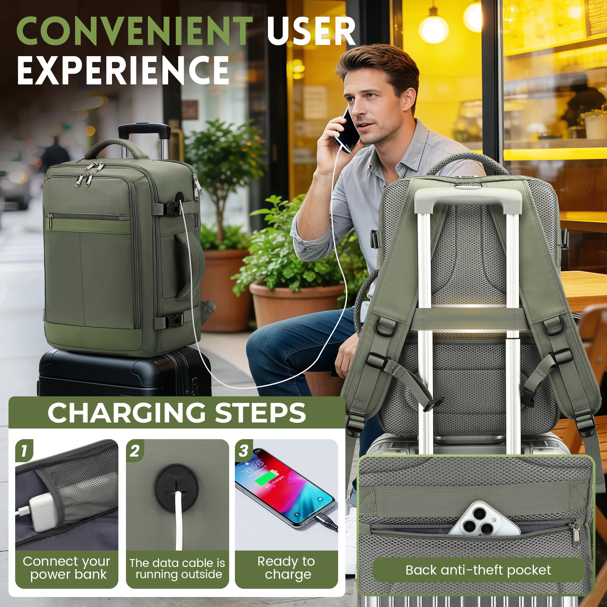 Travel Backpack for Women, 24L Carry On Backpack Flight Approved, Large Personal Item Bag Fits 16.5 inch Laptop, with 1 Packing image 6