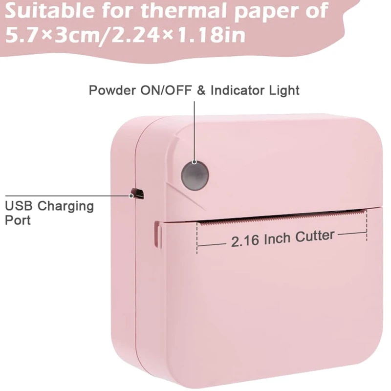 Portable Mini Thermal Pocket Printer,Smartphone Photo Printer, Mini Thermal Inkless Wireless Printer