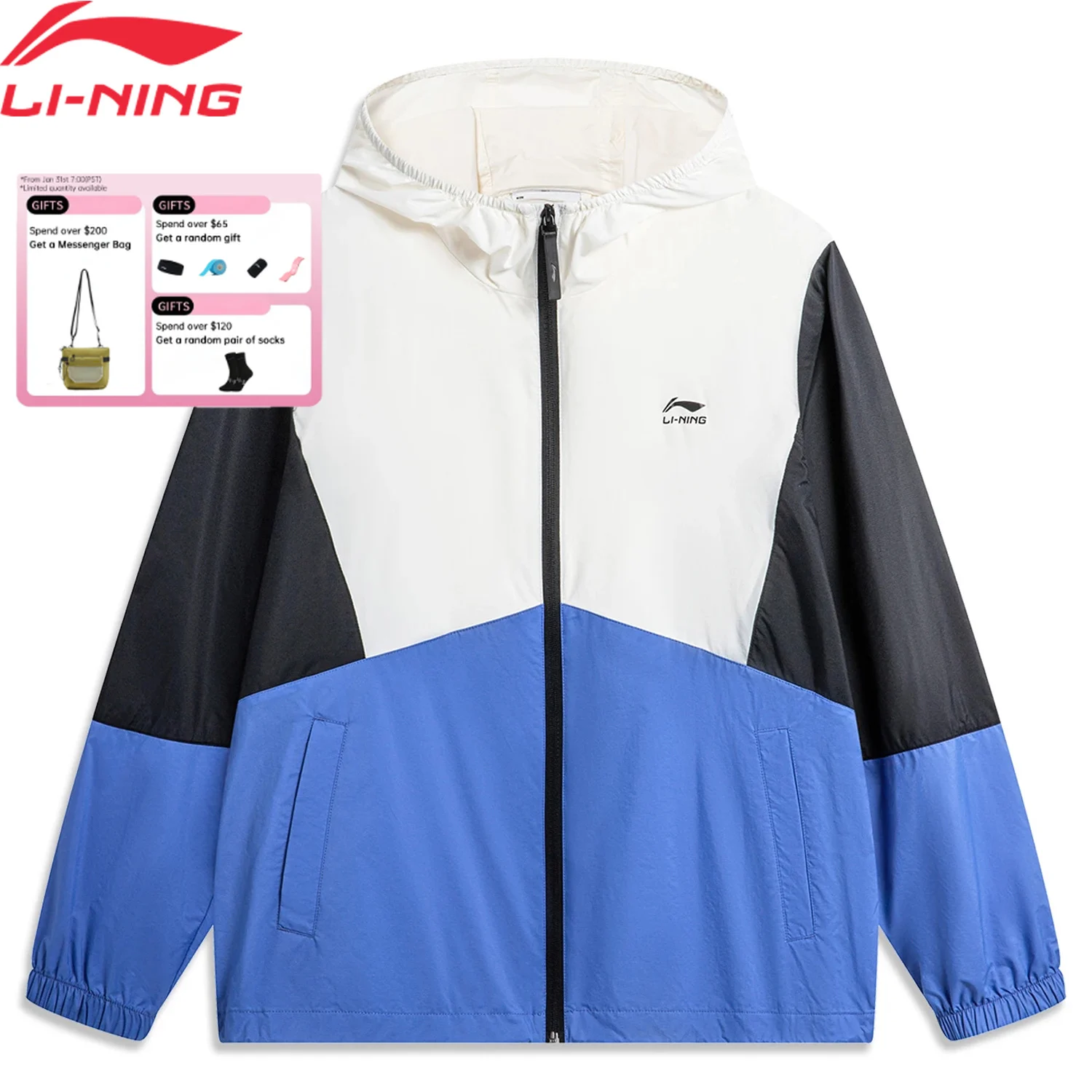 

Li-Ning Men's Sports Style Windbreakers Loose Fit 100%Polyamide LiNing Retro Fashionable Casual Jacket AFDU363