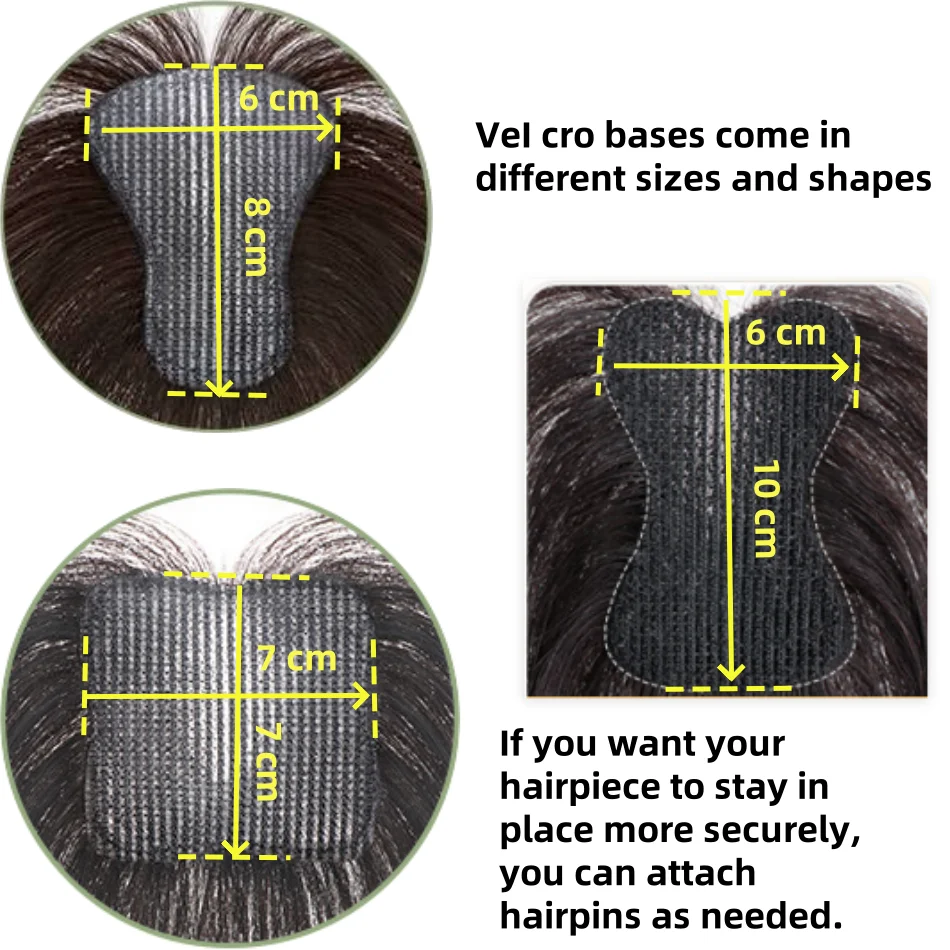 Pita Rambut Palsu Tanpa Klip, Perekat Hook and Loop, Penutup Rambut untuk Wanita, Cokelat Tua, Upgrade Jahitan Tempel, Tambalan Rambut