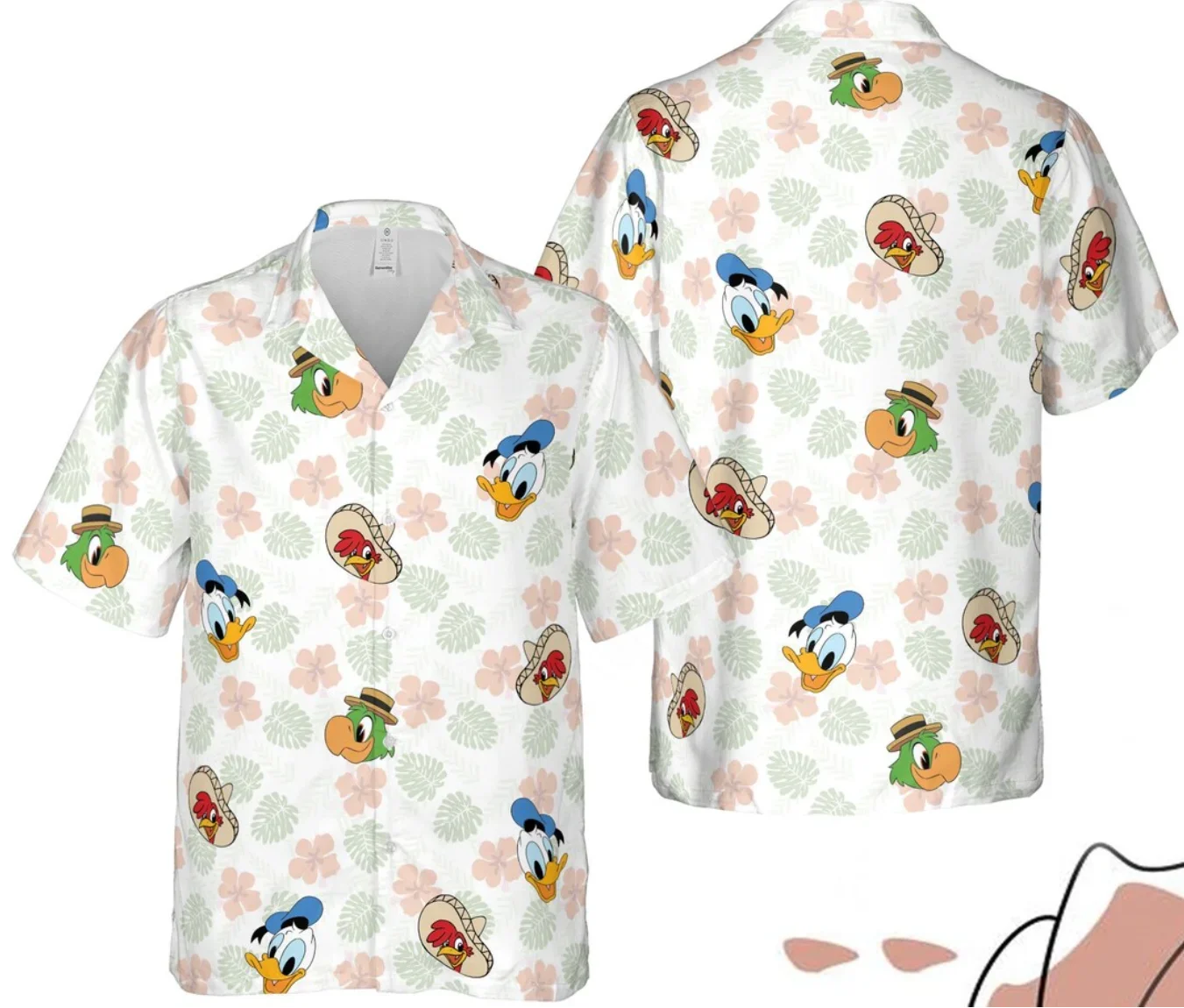 

Many Faces of Donald Duck Hawaiian Shirt Disney Inspired Men's Button Down Short-Sleeved Shirt Men's Beach Shirts Casual Tops