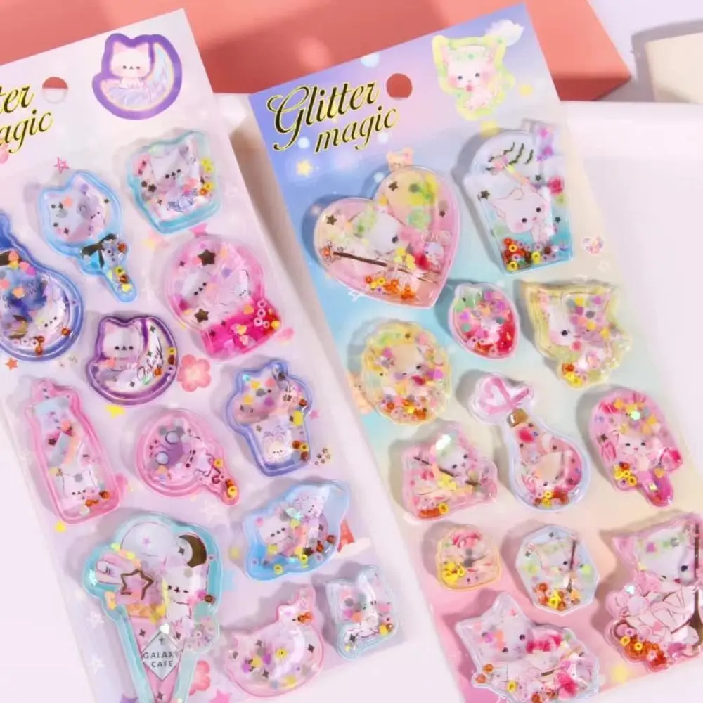 Cute Sequin Design 3D Shake Sticker Removable Kawaii Y2K Retro Sticker Personalized Design Creative Design Phone Case Decoration