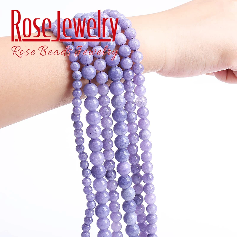 Lavender Purple Chalcedony Beads For Jewelry Making Natural Stone Beads DIY Bracelets Necklace Accessories 4 6 8 10 12mm 15\