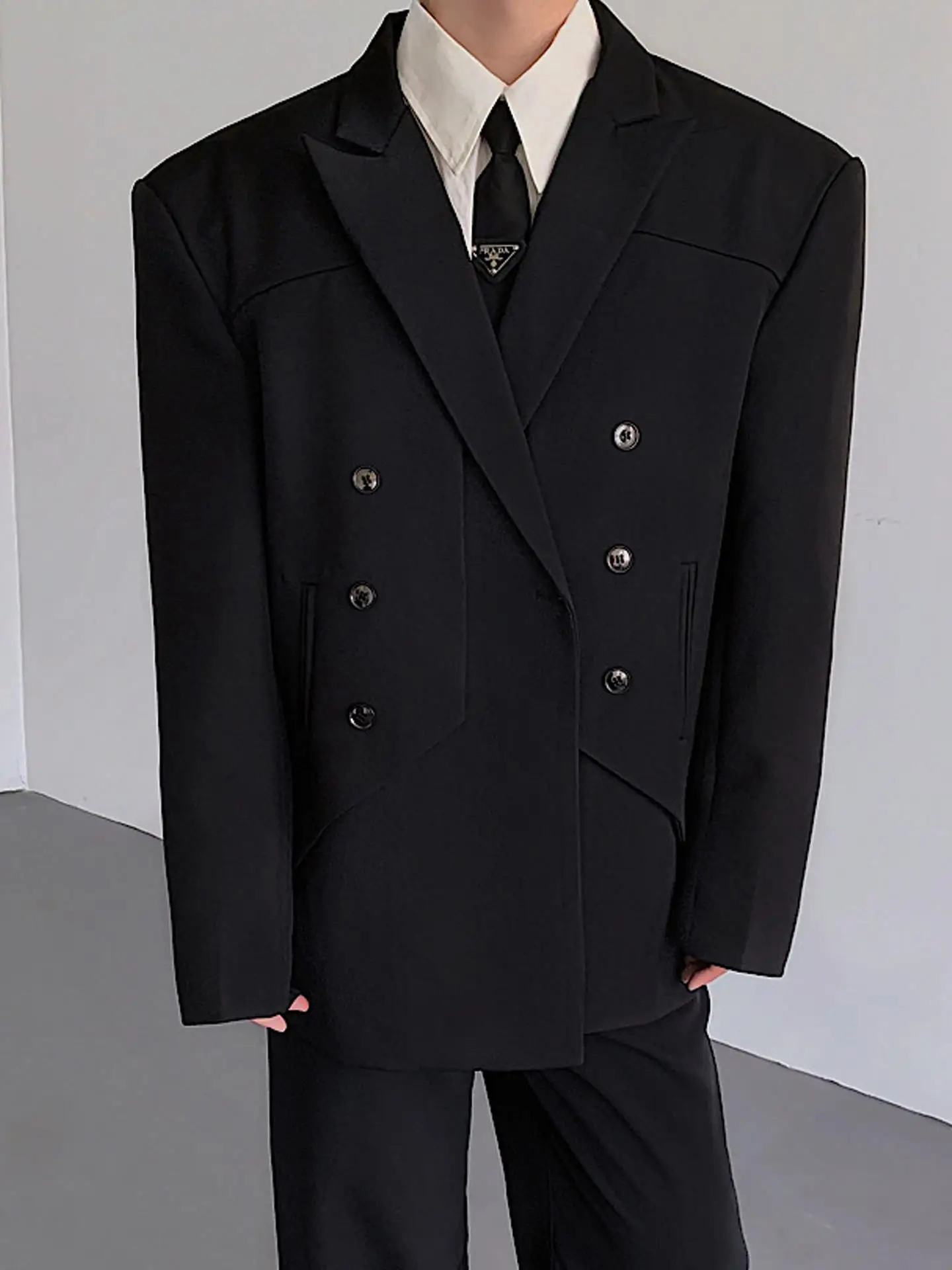 

Костюм Bla Pad с плечами Jaet, мужской свободный повседневный костюм на весну и осень, модное полиэфирное волокно, без бренда, китайское производство