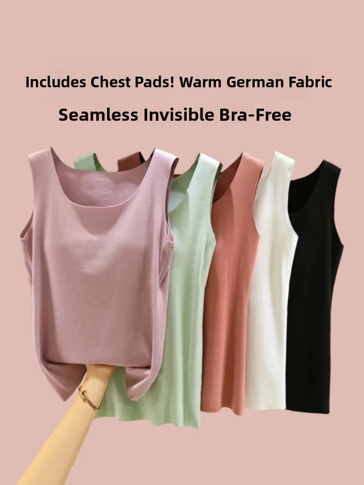 Thickened Fleece Warmth Vest Women's Strapless Bralette Seamless Innerwear Integrated Design Comfortable Underwear