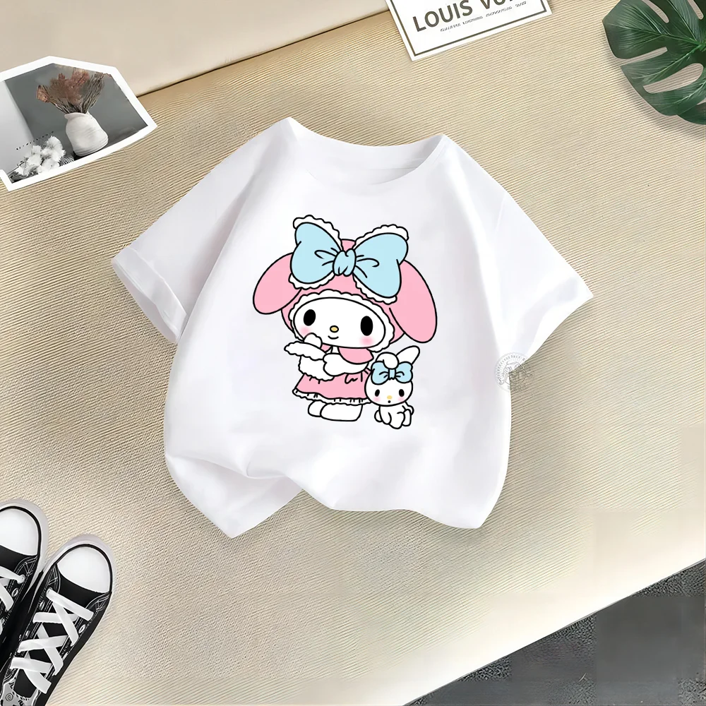 Sanrio Youth Summer Clothing 100% cotton T-shirt Big eared dog print Children\'s casual cotton T-shirt Boys girls Short sleeve Ha