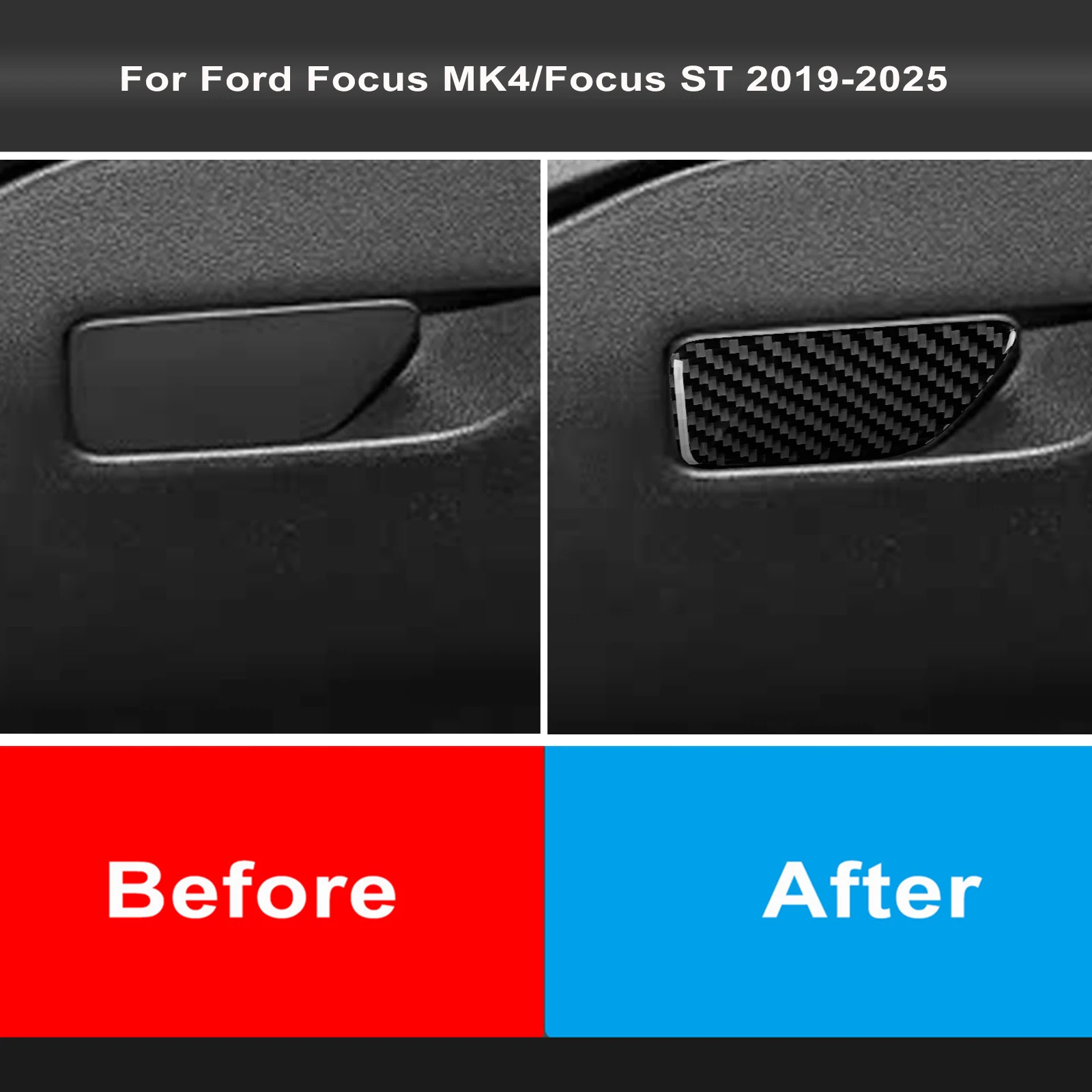 Soft Carbon Fiber Sticker For Ford Focus MK4/Focus ST 2019 2020 2021 2022 2023 2024 2025 Car Front Passenger Tool Box