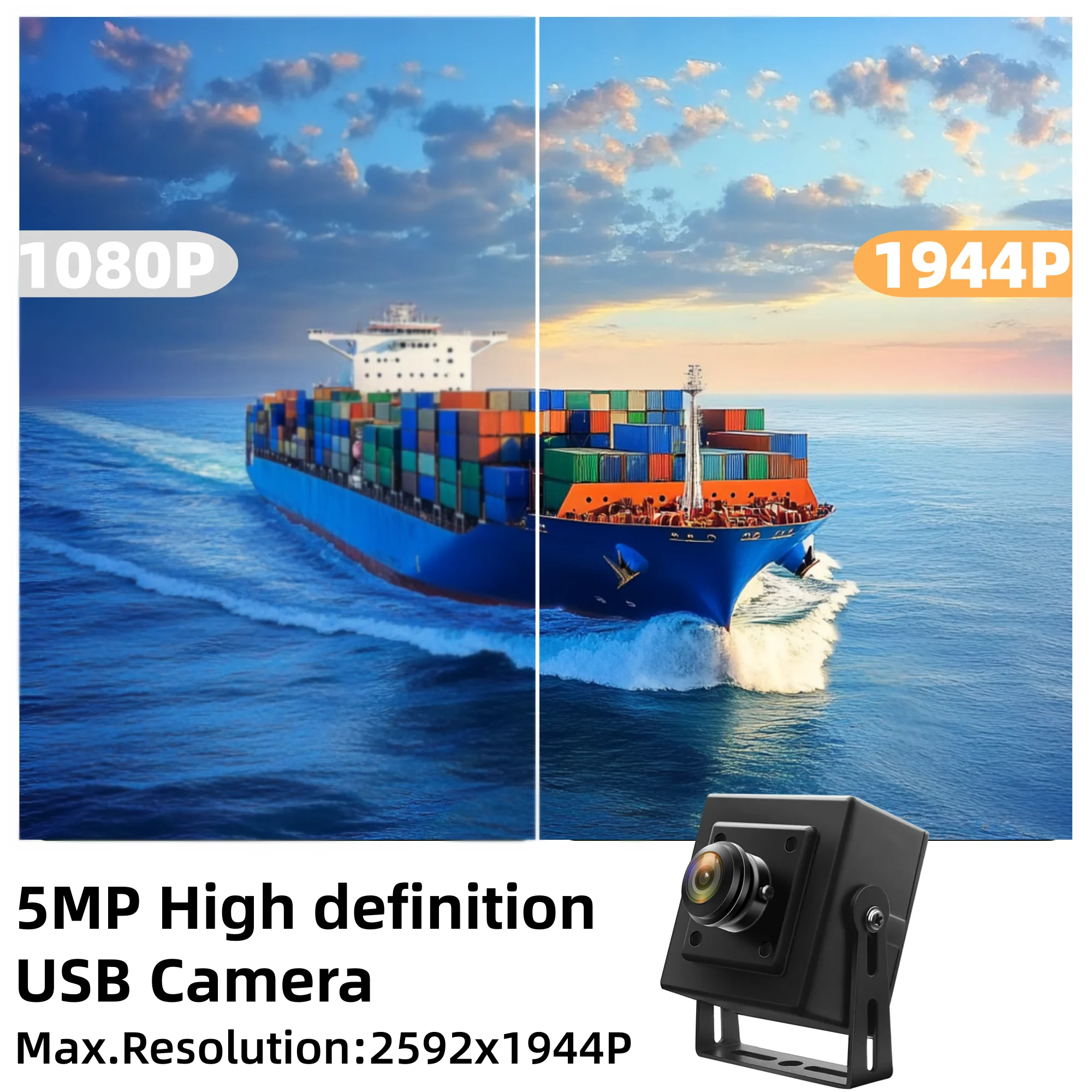 ELP 5MP 1944P Mini USB Webcam 180degree Fisheye lens Ultra Wide Angle CMOS MI5100 Sensor industrial Camera for Machine Vision