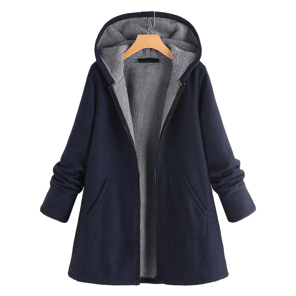 Winter Women's Cold Coat Parkas Super Hot Coats Hooded Fleece Zipper Sweatshirt Long Sleeve Jacket Warm Womens Winter Clothing