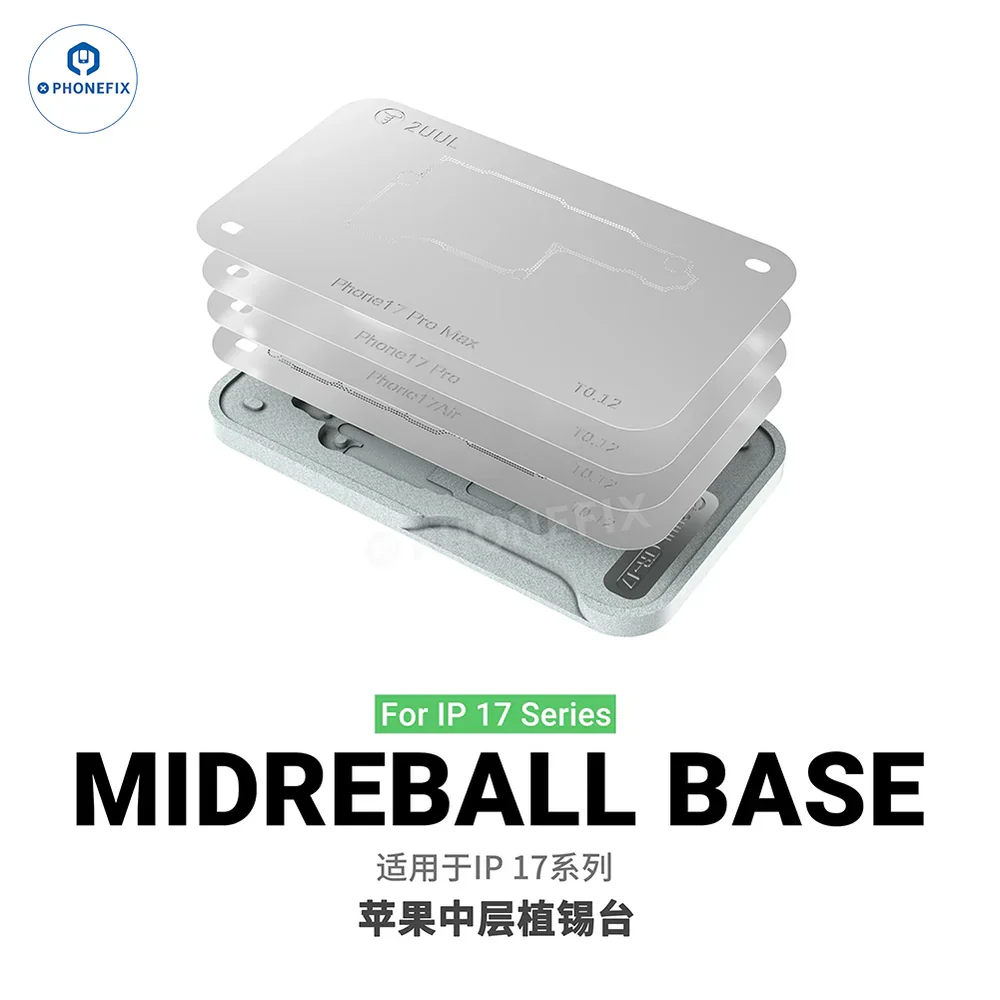 2UUL BH13 Middle Layer Reballing Station MIDREBALL Base Reballing Stencil Steel Mesh for iPhone 12-17 ProMax Mid-frame Soldering