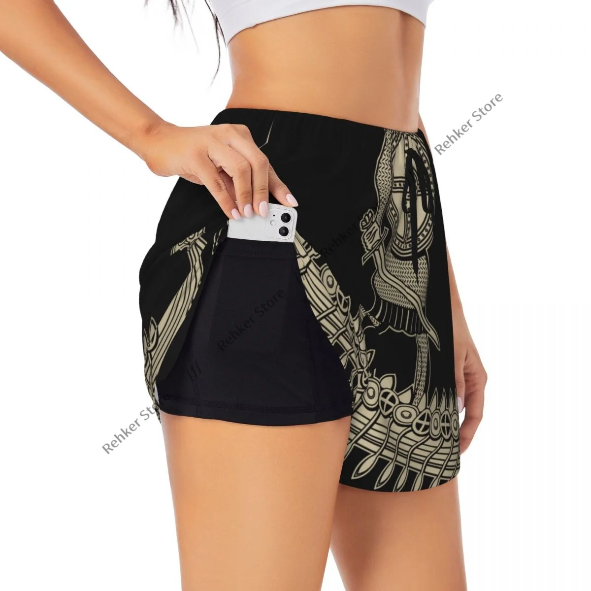 Women Yoga Shorts Old Norse Viking Warrior Lightweight Athletic Quick Dry Breathable Outdoor Running Shorts