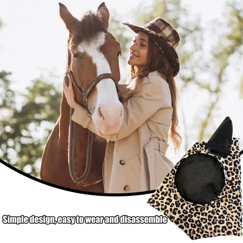 Horse Mosquitoes Face Cover Leopard Print Pattern Equestrian Supplies Breathable Anti-Mosquitoes Cover Horse Care Product Face