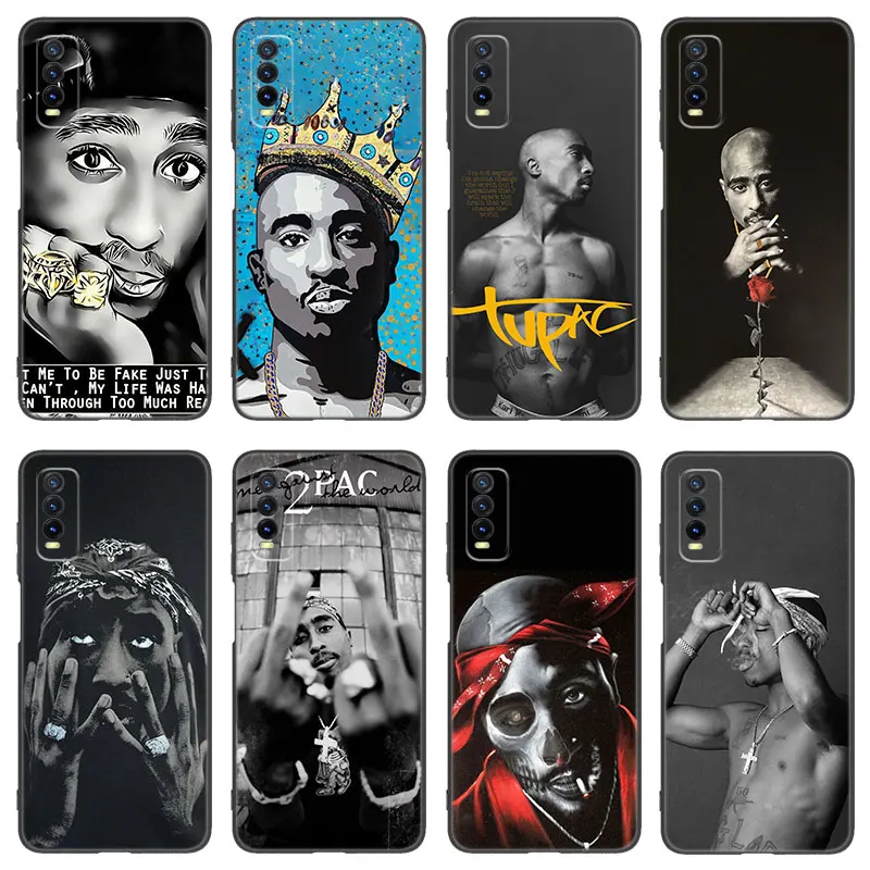 Rapper 2pac Singer Silicone Phone Case For V27 V30 Pro V29e Y27 Y55 Y78 5G Y02S Y15S Y17S Y21S Y33S Y76S Y16 Y22 Y35 Y36