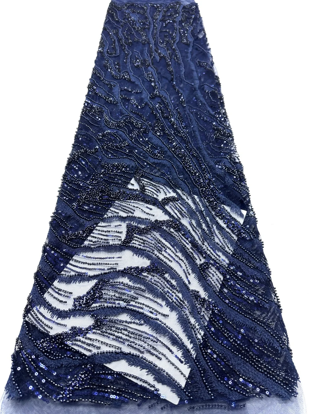 

2026 French Beaded Tulle Lace Fabric African Tulle Sequins Evening Wedding Dresses High Quality Latest Style