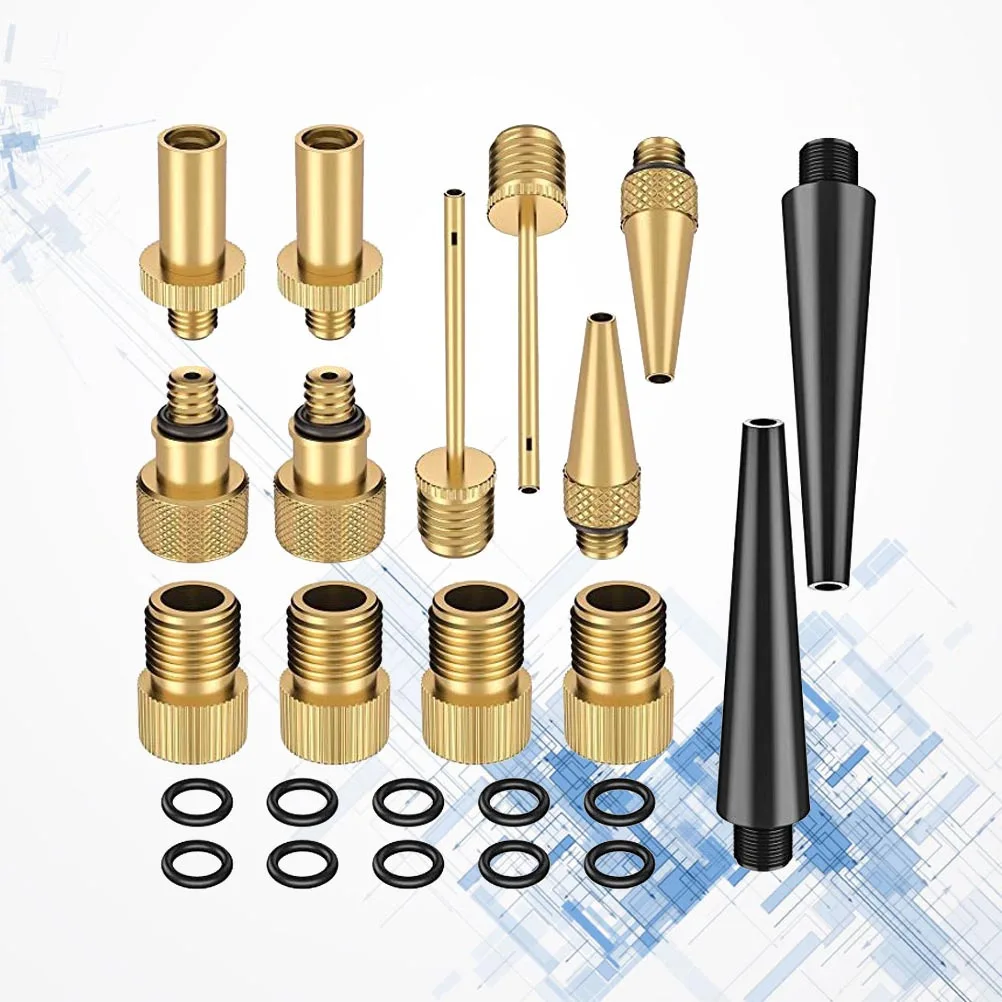 

1Set Bike Adapter Kit Car Valve Pump Needle Converter Floor Pump Nozzle Ball Inflator Compressor Copper Accessories Organized
