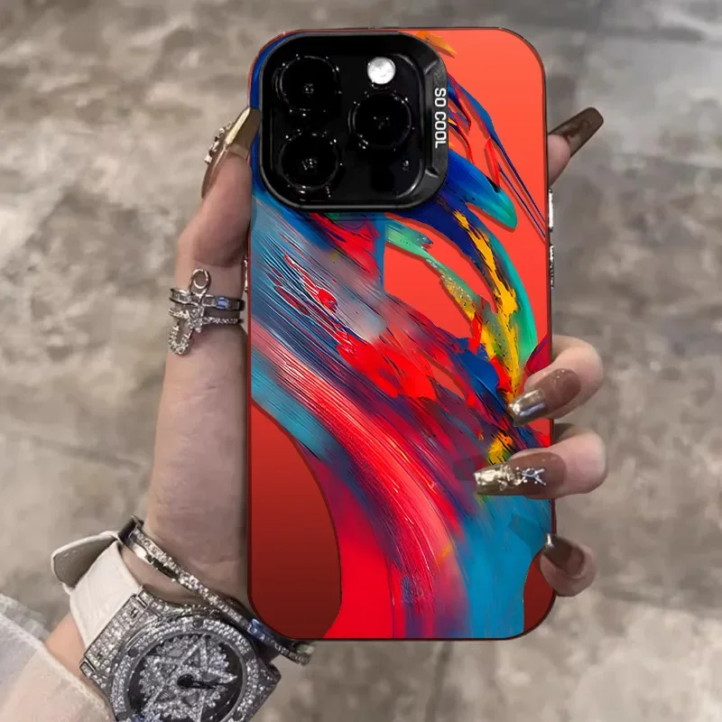 New fashion Doodle Drawing Phone Case For iPhone 14 15 Plus 11 12 13 ProMax X XR XS Max iPhone7/8Plus Laser Plated Silicone Cove