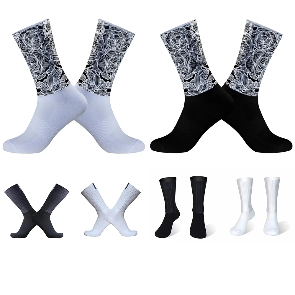 

2024 New Summer Bike Breathable Cycling Socks Anti Slip Silicone Seamless Aero Socks