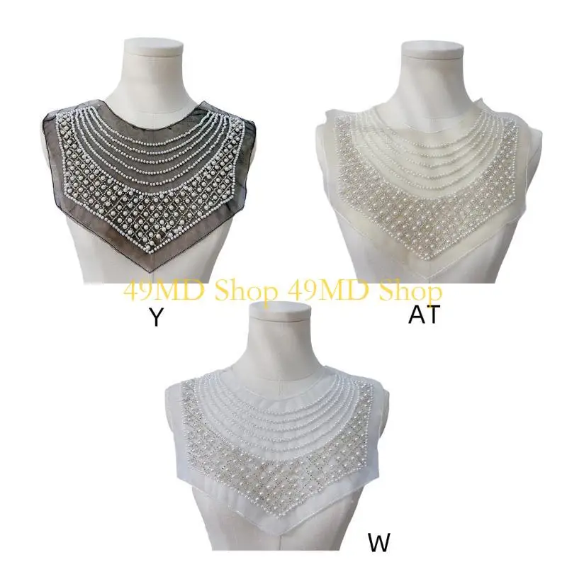 

49MD уникальный воротник с вышивкой бисером и аппликацией, сетчатый воротник-корсаж для женщин, различная одежда, декоративный