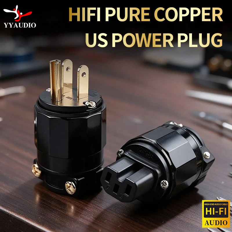 YYAUDIO  FI-11M-N1 / FI-11-N1(G) Audio Power Plug 24K Gold Plated EUR Schuko Connector IEC DIY Power Female Plug DIY Power Cable