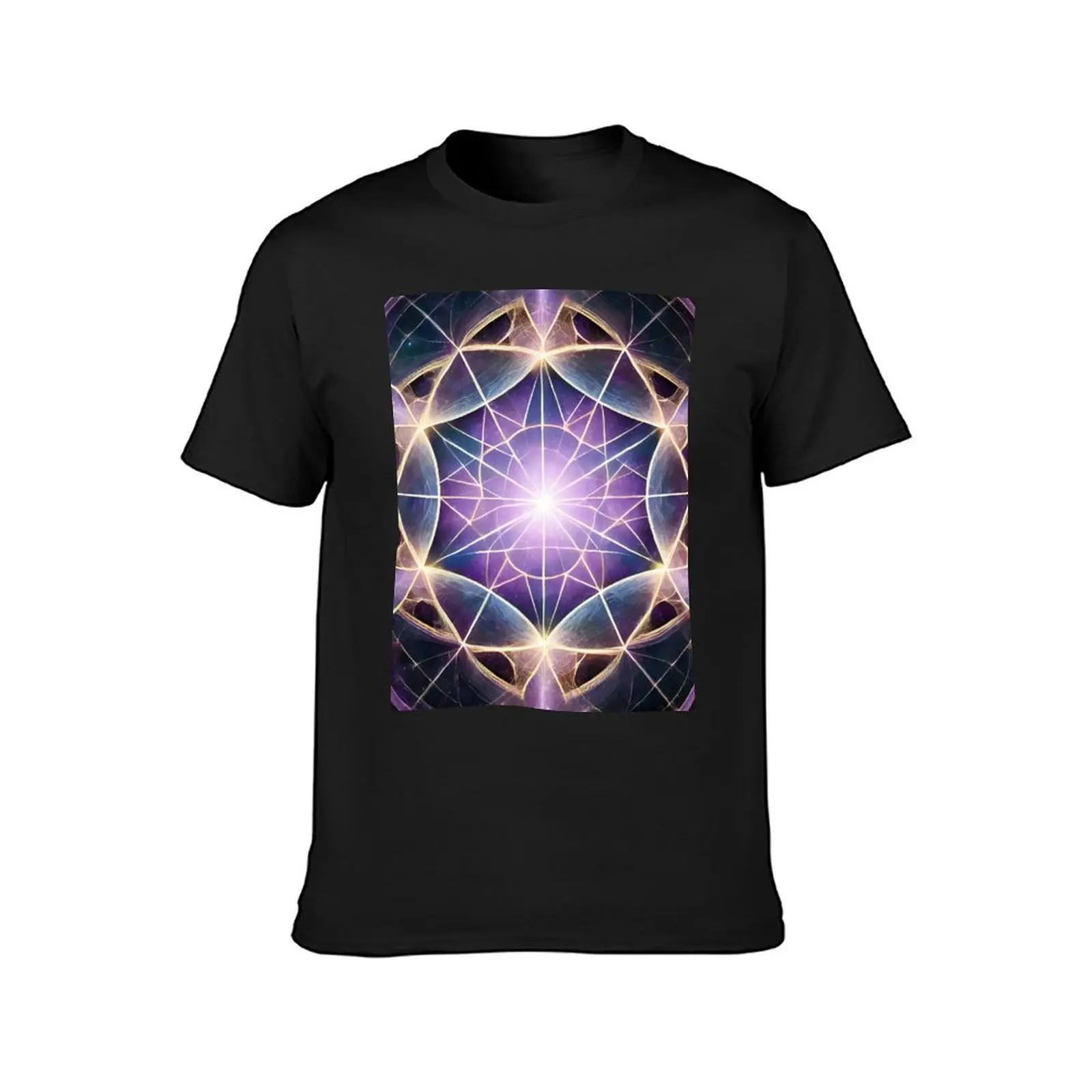 Purple Stained Glass Psy Web Mandala Geometric Universe T-Shirt Blouse tees customs design your own Men's t-shirt