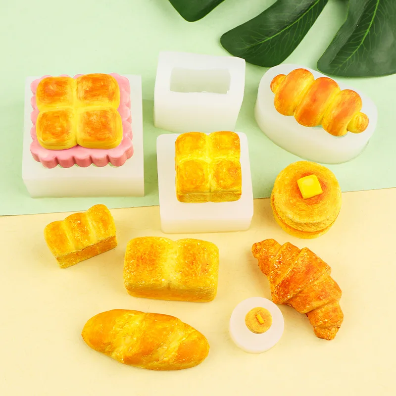 Kinds Croissant Cake Embryo Style Silicone Candle Mold Handemake-Soap DIY Candle Art Mould Mochi Squishy Toy Moulds