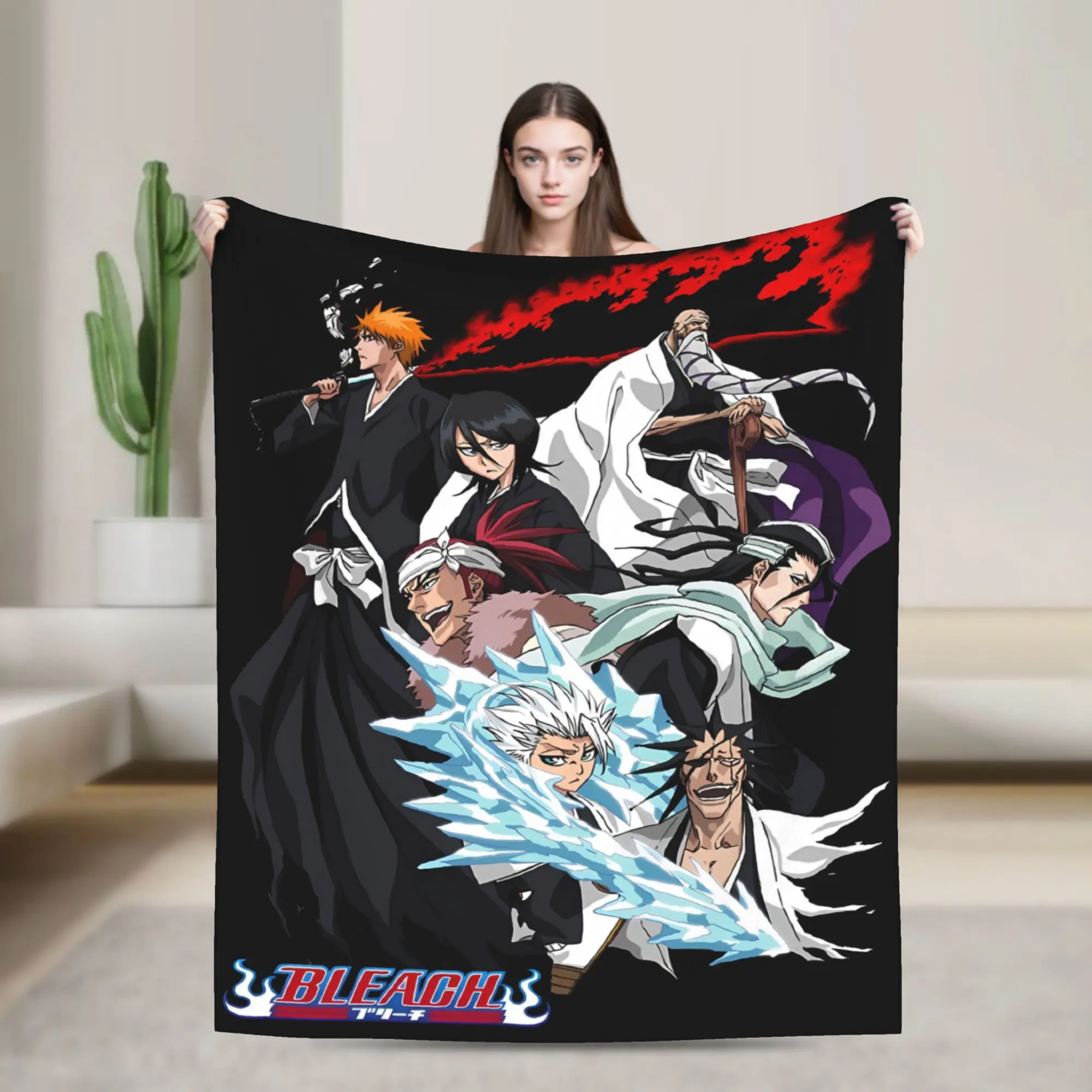 Ichigo Yhwach Showdown Blankets Bleached Warm Soft Fluffy Plush Throw Blanket For Living Room Camping Flannel Bedspread Bed