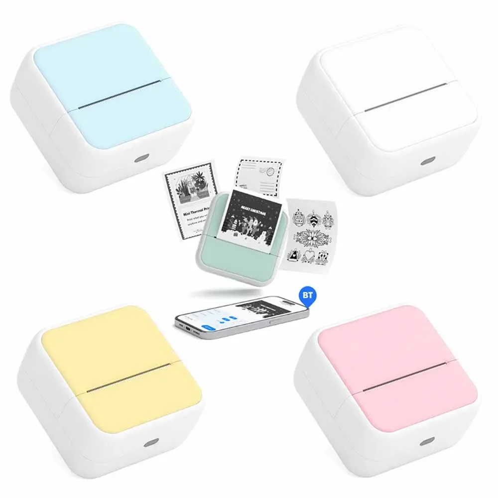 طابعة حرارية للملصقات مقاس 57 مم، طابعة جيب مقاس 2 بوصة، توصيل لاسلكي BT متوافق مع أندرويد لتطبيق IOS يدعم استلام الإيصالات