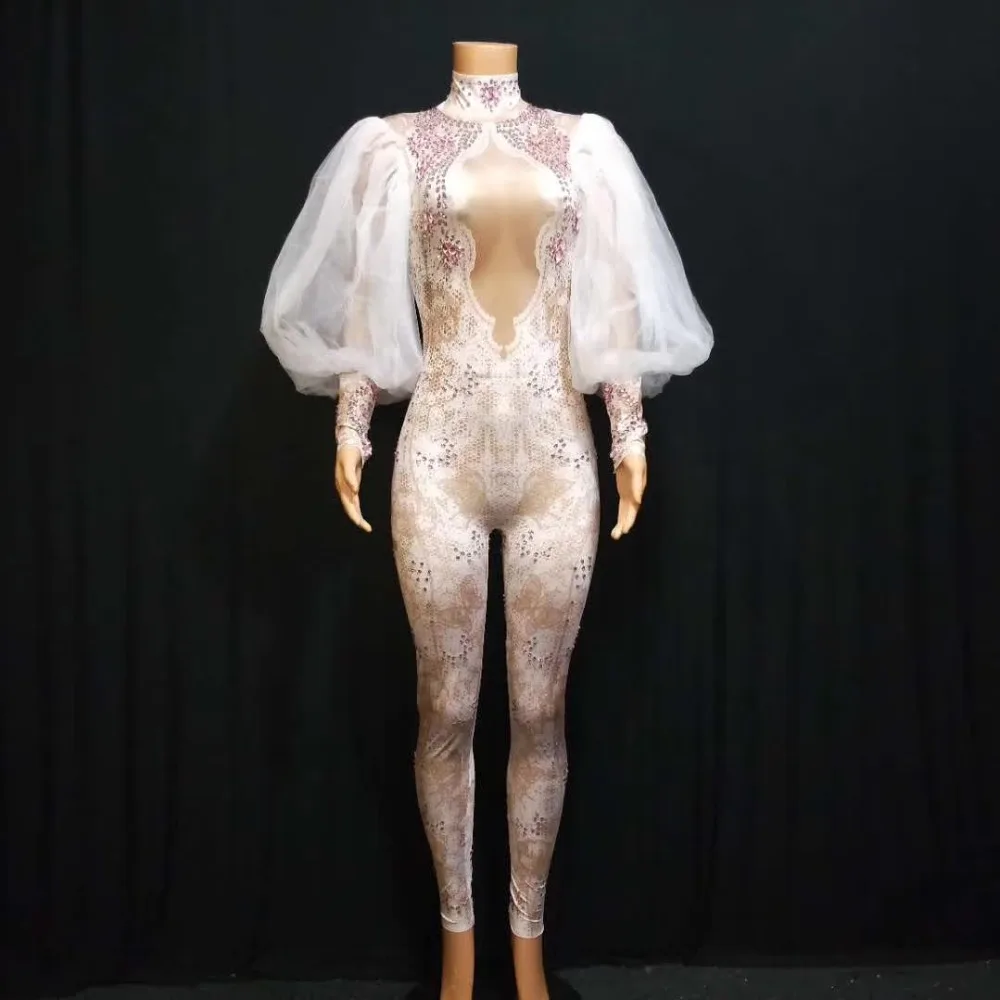 

Блестящий облегающий комбинезон со стразами и принтом из спандекса, вечерние костюмы для ночного клуба Drag Queen, одежда для выступлений, клубная одежда для мероприятий, Leisihua