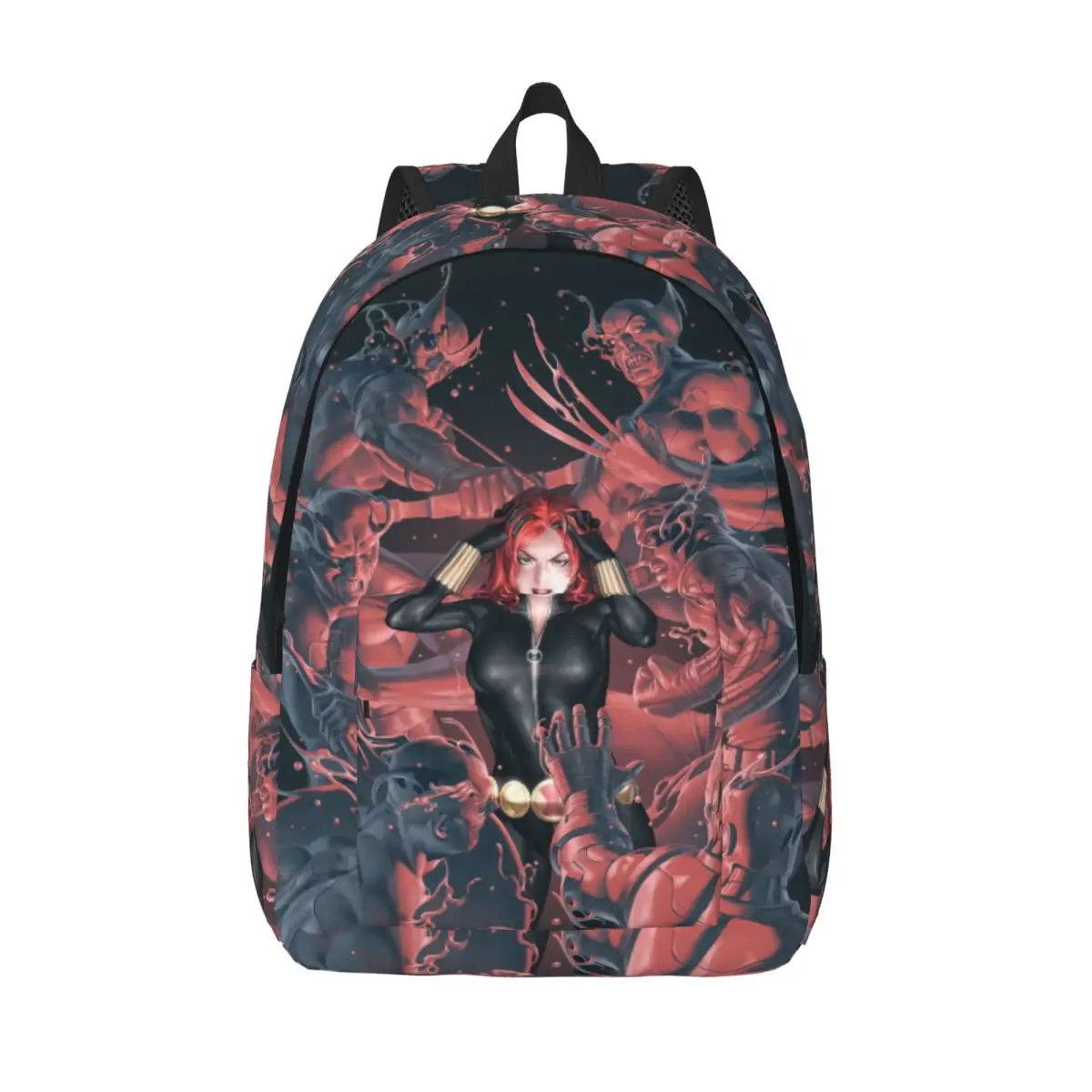 

Custom Cartoon Black Widow Canvas Backpack for Boys Girls School College Travel Bags Men Women Bookbag Fits 15 Inch Laptop