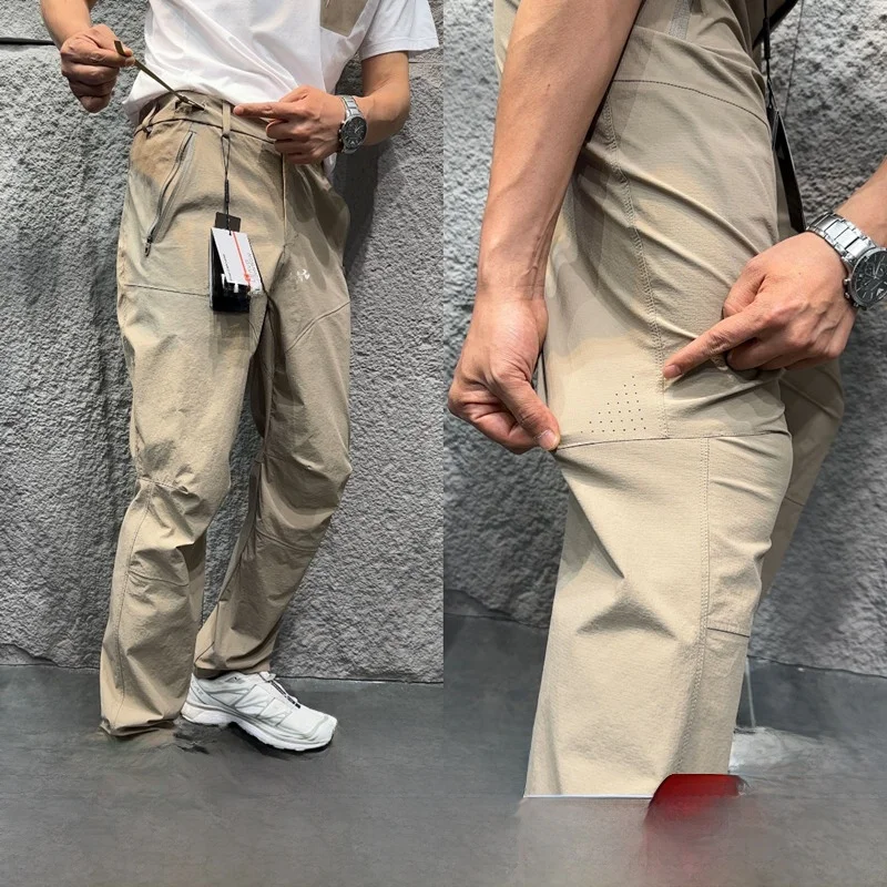

Leavo Johnson Luxury Laser-Pierced Breathable Drawstring Waist Lightweight Outdoor Men's Casual Pants Summer Slim Fit Long Tr...