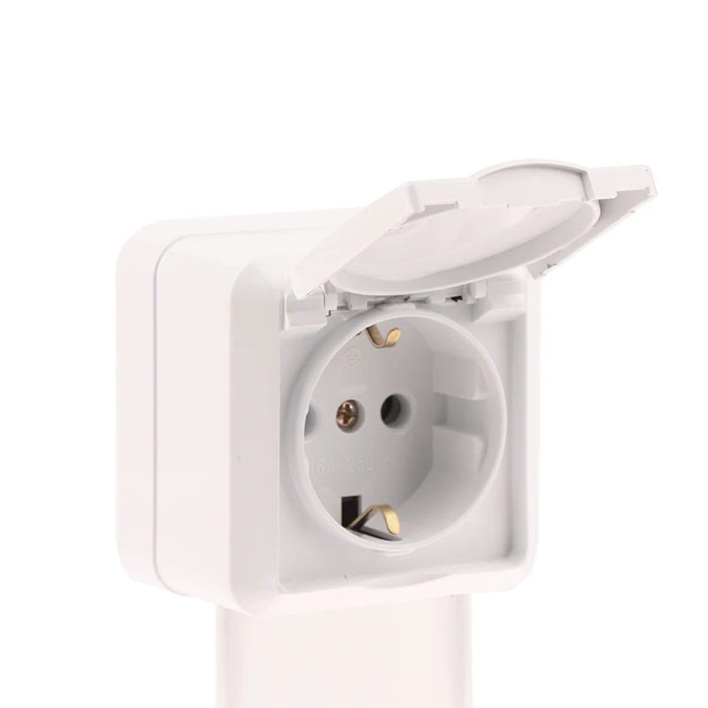 

Розетка европейского стандарта, одноблокная настенная панель для поверхностного монтажа, бытовая розетка европейского стандарта с двумя отверстиями и крышкой, водонепроницаемая, брызгозащищенная