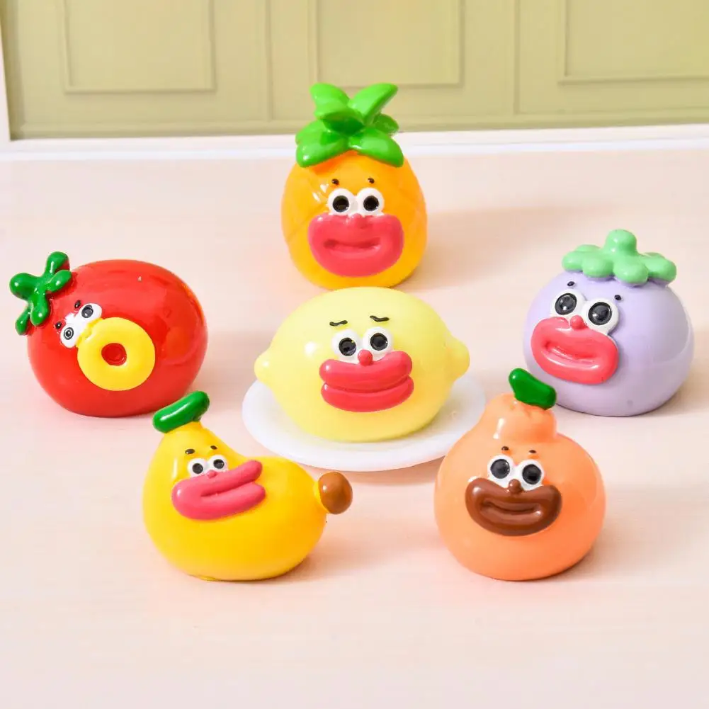 Cartoon Resin Miniature Fruit Figurine Mini Funny Big Mouth Banana Blueberry Pineapple Statue for IY Dollhouse Fairy Garden 97
