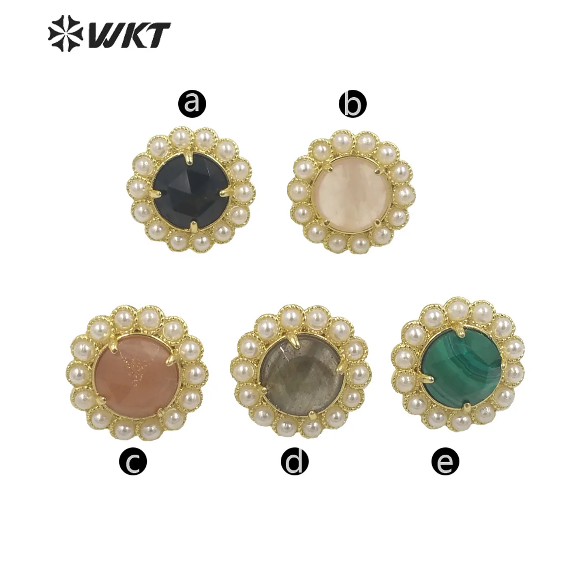 WT-MPE121   WKT 2023 Fashion Jewelry Natural Stone Flower Shaped Making Earring Supplies Grand Party NEW Quality NEW image 3