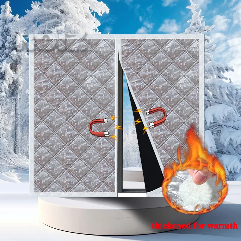 

White winter household magnetic curtains, windproof and warm curtains, thick insulation and cold proof curtains, customizable
