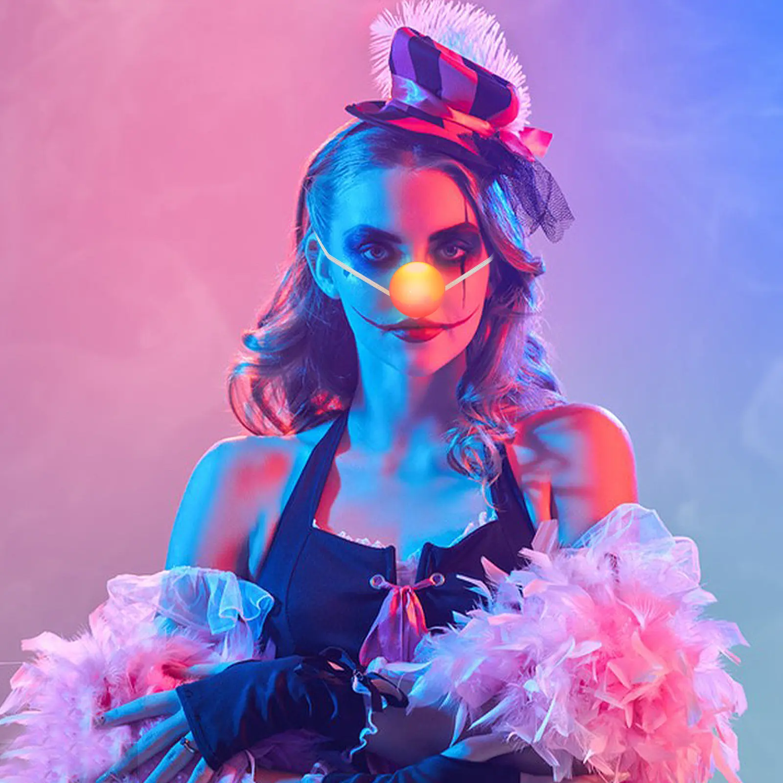 

Light Up Red Clown Nose Glowing Blinking Flashing Costume Party Accessory Halloween Circus Performance Prop Red Clown Costume