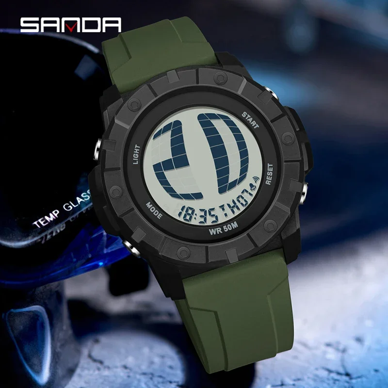 

SANDA мужские электронные часы 50 м водонепроницаемые светодиодные ночники большой цифровой циферблат противоударные многофункциональные спортивные часы на открытом воздухе