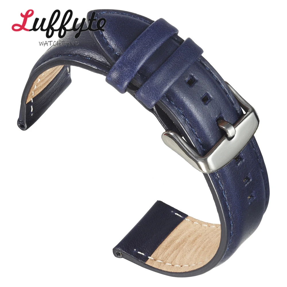 Быстросъемный кожаный ремешок для часов 20 мм 22 мм Черный Коричневый браслет Универсальный сменный ремешок для часов