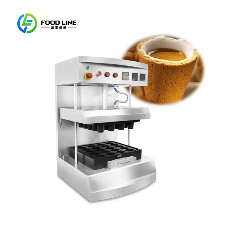2026 New Auto Stainless Steel Coffee Cup Shape Biscuit Cookie Ice Cream Milk Tea Cup Waffle Maker Machine Chocolate Customized