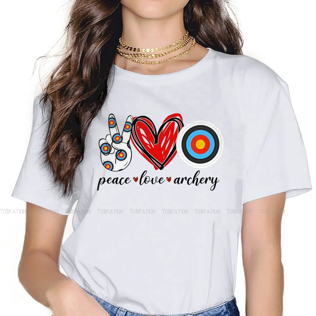 Archery Sports Original TShirts Peace Love Archery Print Homme T Shirt Funny Clothing