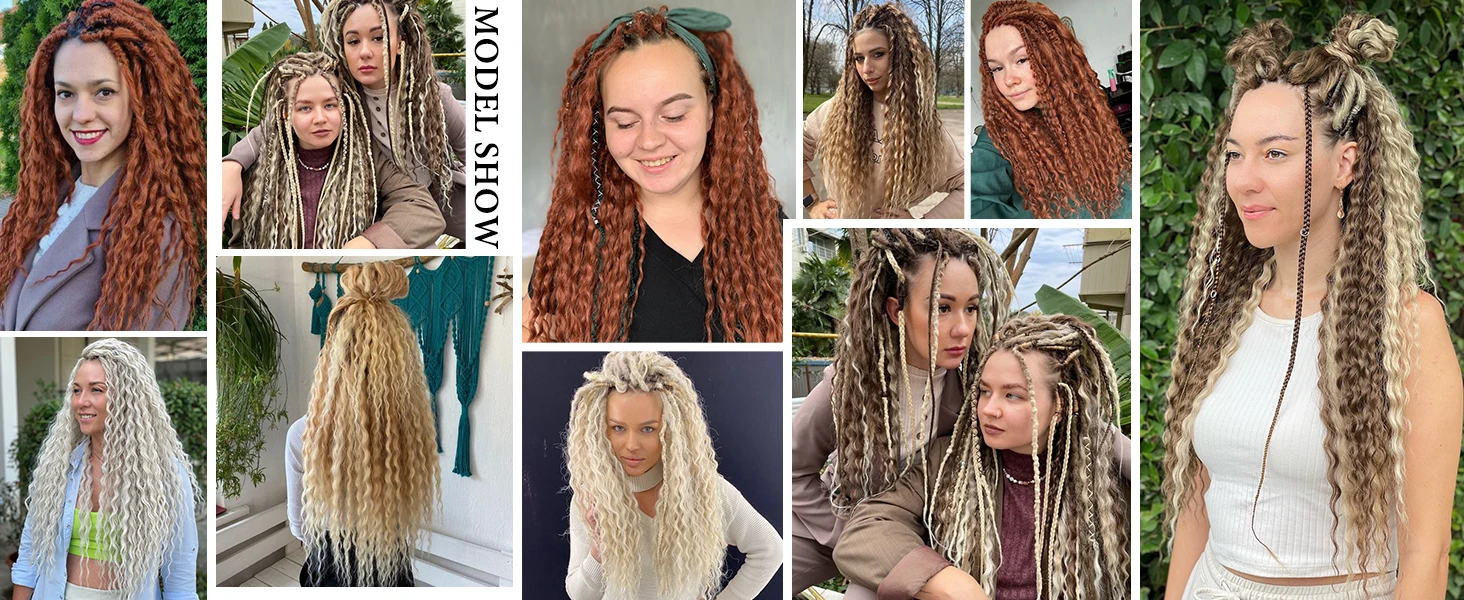 Synthetische SE Dreadlocs Haarverlängerungen, 24 Zoll 8 Stränge/Set 3-in-1 Gemischter Hippie-Stil Einseitige Dreads für Frauen – Detail 8