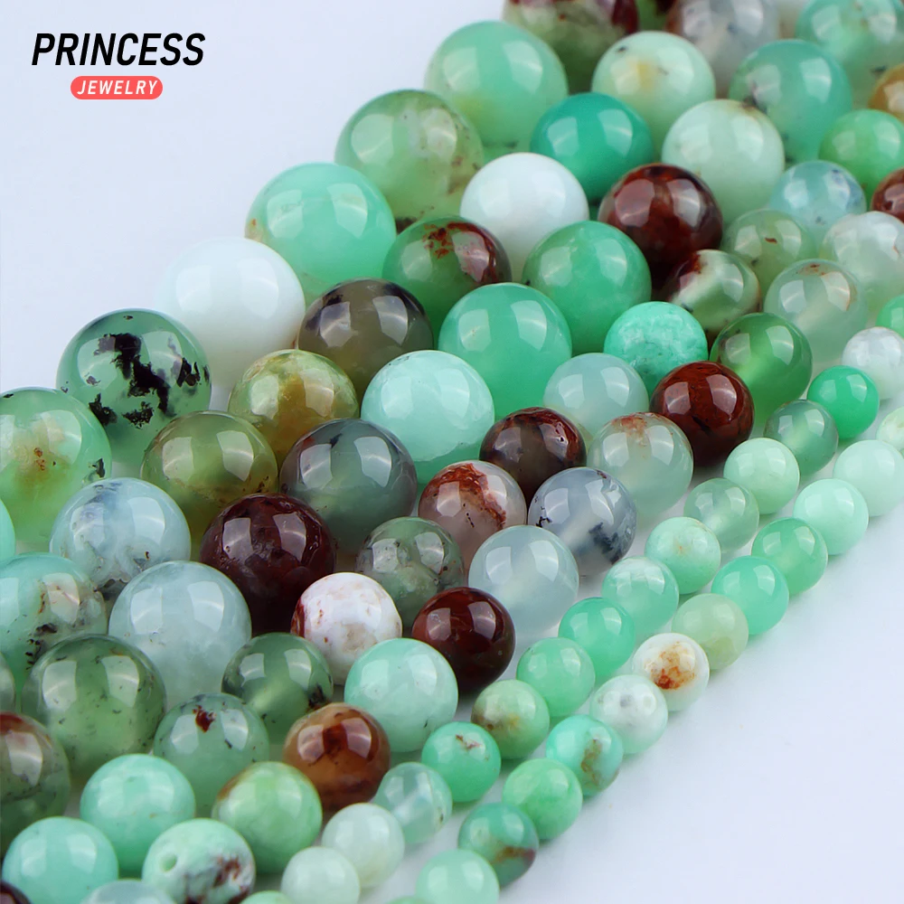 Perles Naturelles de Chrysoprase d\'Australie pour Bijoux de 4, 6, 8 et 10mm, Accessoires de Bricolage pour Bracelets, Boucles d\'Oreilles et