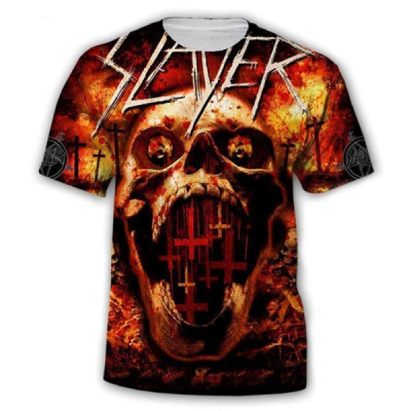 2024 Newest Popular 3D Print T-shirt Slayer Band Heavy Metal Hiphop Men Women Cool T-shirt Funny Summer Quick Drying Top